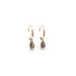 Partial Bezel Set Teardrop Smokey Quartz Charm Sleepers in Yellow Gold